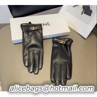 Big Discount Celine Lambskin Gloves with Logo 1022 Black 2024
