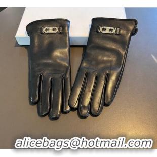 Good Taste Celine Lambskin and Cashmere Gloves with Logo 1111 Black 2025