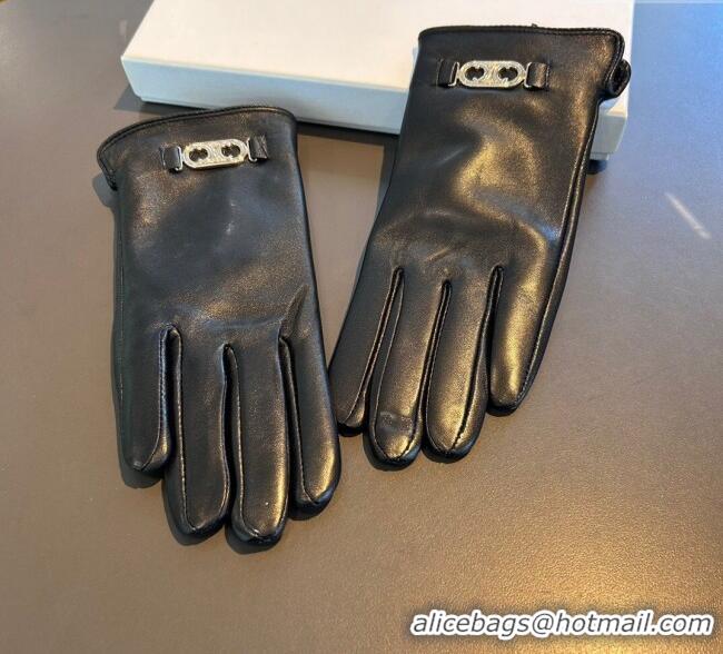 Good Taste Celine Lambskin and Cashmere Gloves with Logo 1111 Black 2025