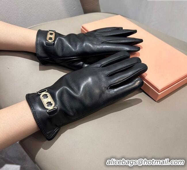 Good Taste Celine Lambskin and Cashmere Gloves with Logo 1111 Black 2025