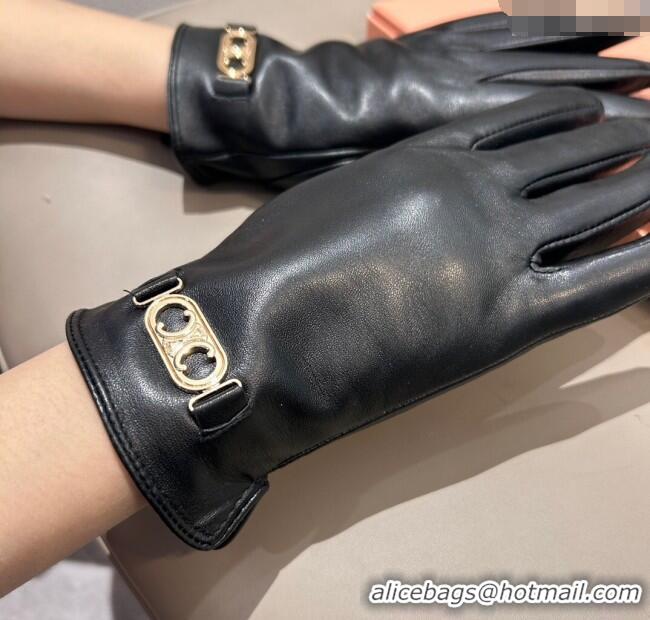 Good Taste Celine Lambskin and Cashmere Gloves with Logo 1111 Black 2025