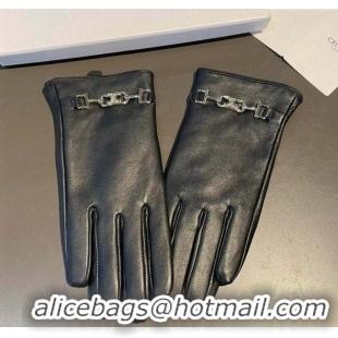 Top Grade Celine Lambskin and Cashmere Gloves with Chain 1111 Black 2025