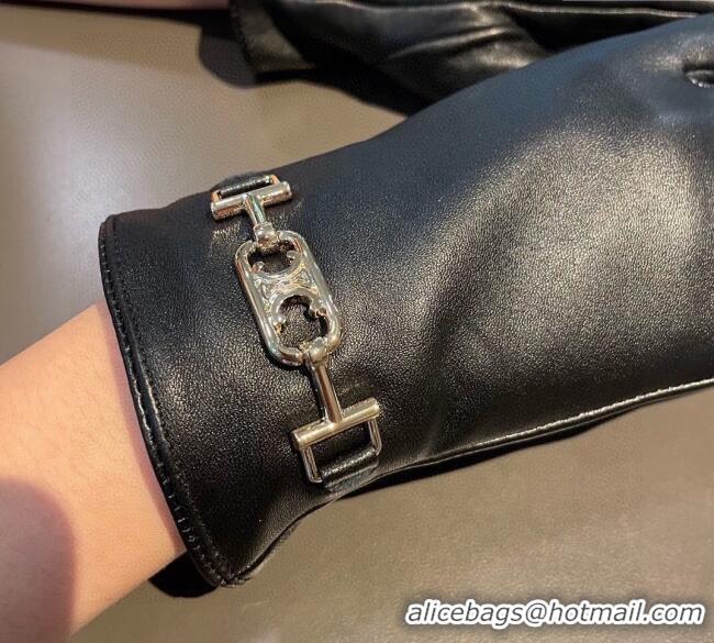 Top Grade Celine Lambskin and Cashmere Gloves with Chain 1111 Black 2025