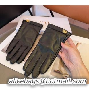 Discount Dior Leather and Cashmere Gloves with Signature 1023 Black 2024