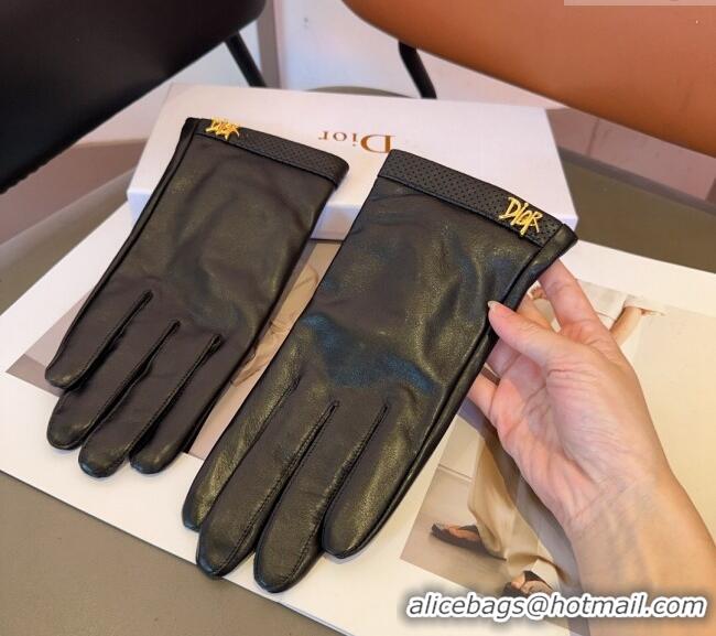 Discount Dior Leather and Cashmere Gloves with Signature 1023 Black 2024