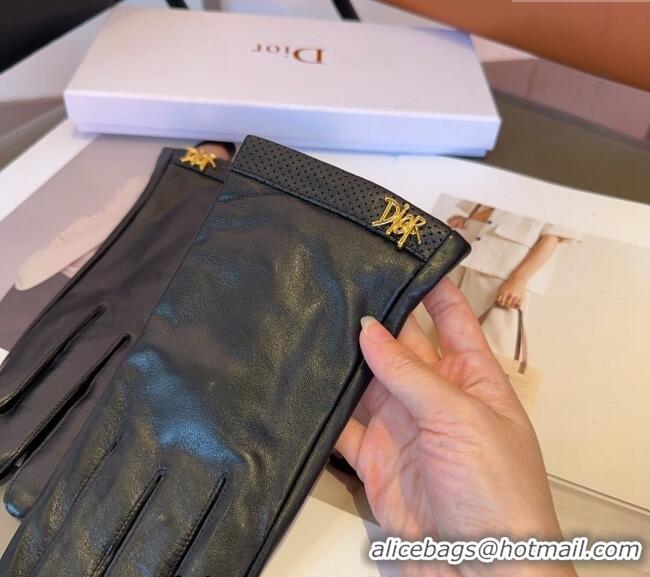 Discount Dior Leather and Cashmere Gloves with Signature 1023 Black 2024