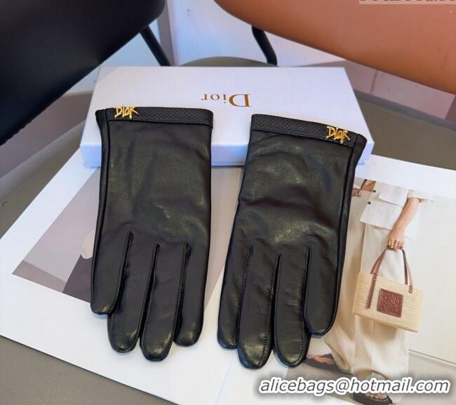 Discount Dior Leather and Cashmere Gloves with Signature 1023 Black 2024