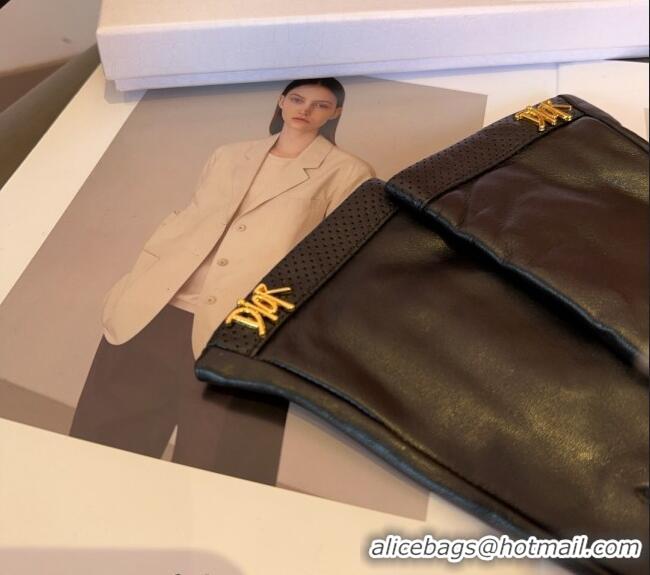 Discount Dior Leather and Cashmere Gloves with Signature 1023 Black 2024