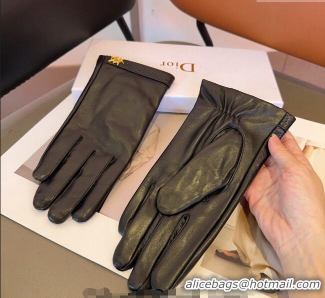 Discount Dior Leather and Cashmere Gloves with Signature 1023 Black 2024