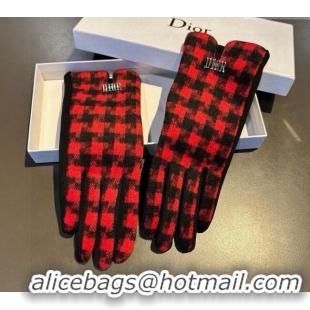 Most Popular Dior Check Wool Gloves 1023 Red 2024