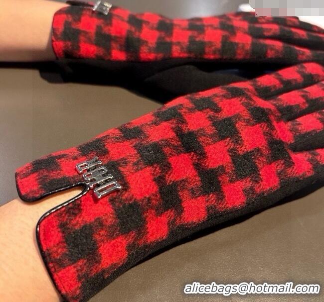 Most Popular Dior Check Wool Gloves 1023 Red 2024
