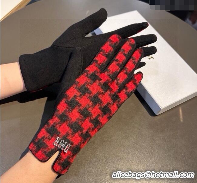 Most Popular Dior Check Wool Gloves 1023 Red 2024