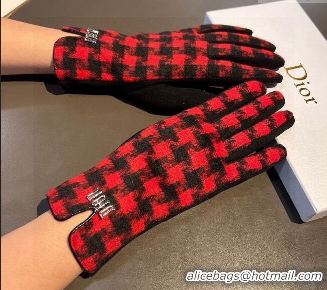 Most Popular Dior Check Wool Gloves 1023 Red 2024