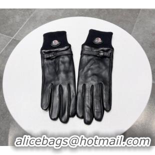 Good Quality Moncler Lambskin and Cashmere Gloves 0111 Black 2024
