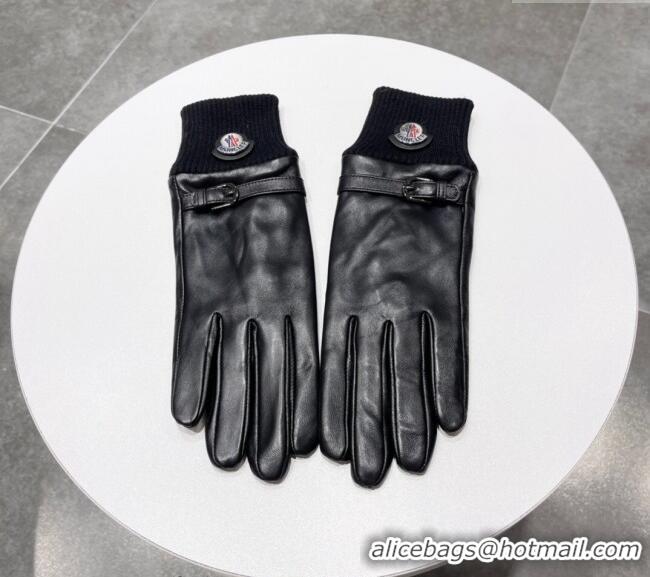 Good Quality Moncler Lambskin and Cashmere Gloves 0111 Black 2024
