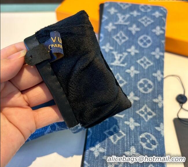 Top Design Louis Vuitton Denim Fingerless Long Gloves 1023 Blue 2024