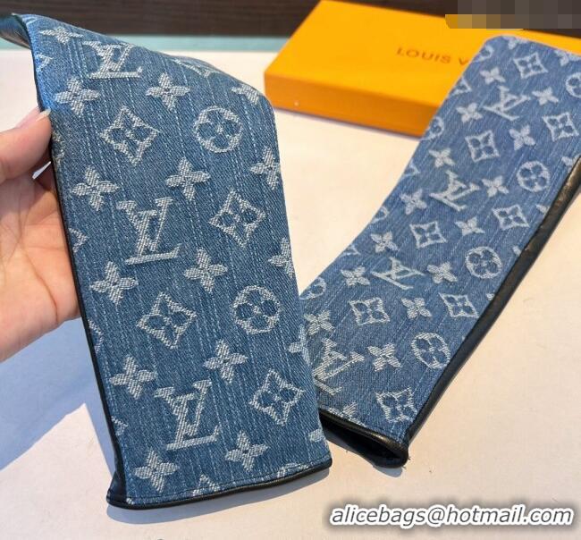 Top Design Louis Vuitton Denim Fingerless Long Gloves 1023 Blue 2024