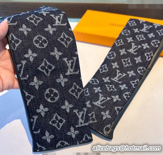 Low Cost Louis Vuitton Denim Fingerless Long Gloves 1023 Deep Blue 2024