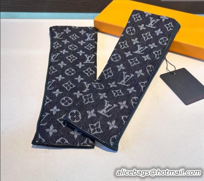 Low Cost Louis Vuitton Denim Fingerless Long Gloves 1023 Deep Blue 2024