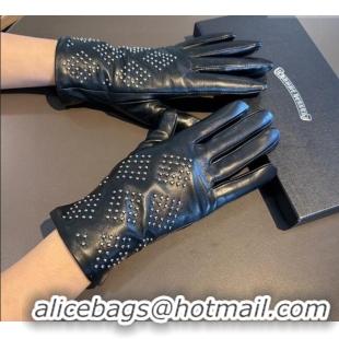 Grade Design Chrome Hearts Lambskin and Cashmere Gloves with Studs 1111 Black 2025