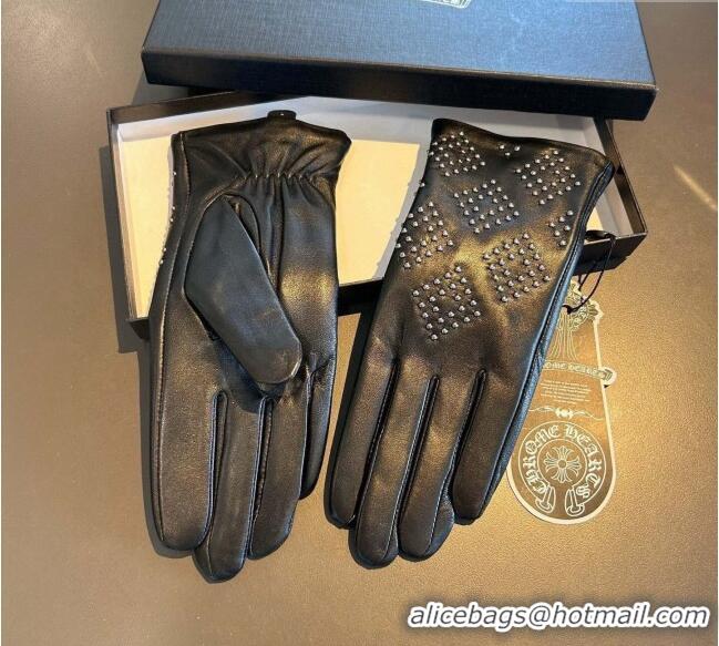 Grade Design Chrome Hearts Lambskin and Cashmere Gloves with Studs 1111 Black 2025