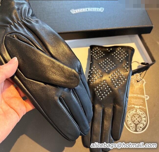 Grade Design Chrome Hearts Lambskin and Cashmere Gloves with Studs 1111 Black 2025