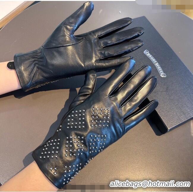Grade Design Chrome Hearts Lambskin and Cashmere Gloves with Studs 1111 Black 2025