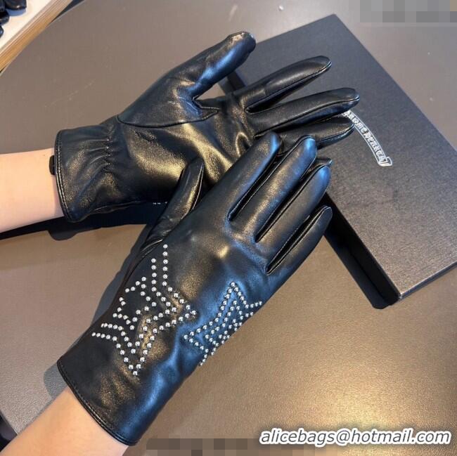 Luxury Cheap Chrome Hearts Lambskin and Cashmere Gloves with Star 1111 Black 2025