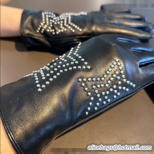 Luxury Cheap Chrome Hearts Lambskin and Cashmere Gloves with Star 1111 Black 2025