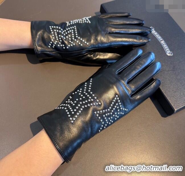 Luxury Cheap Chrome Hearts Lambskin and Cashmere Gloves with Star 1111 Black 2025
