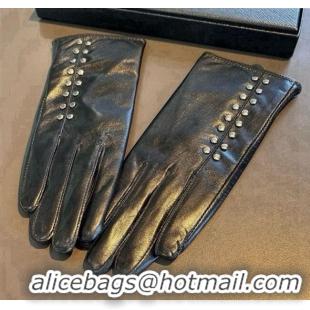 Big Discount Chrome Hearts Lambskin and Cashmere Gloves with Studs 1110 Black 2025