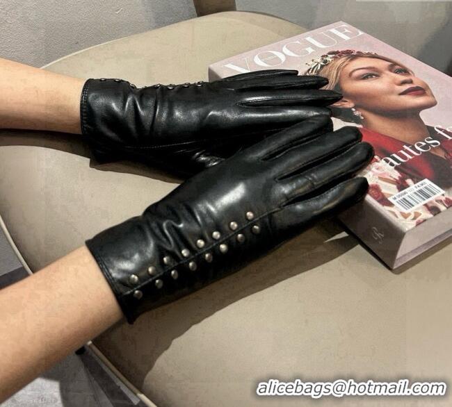 Big Discount Chrome Hearts Lambskin and Cashmere Gloves with Studs 1110 Black 2025