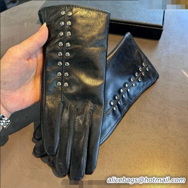 Big Discount Chrome Hearts Lambskin and Cashmere Gloves with Studs 1110 Black 2025