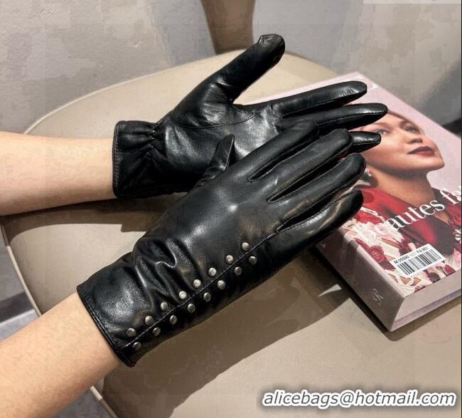 Big Discount Chrome Hearts Lambskin and Cashmere Gloves with Studs 1110 Black 2025