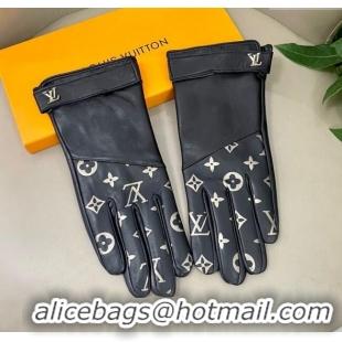 Cheapest Louis Vuitton Lambskin Gloves with Monogram 1111 Black 2025