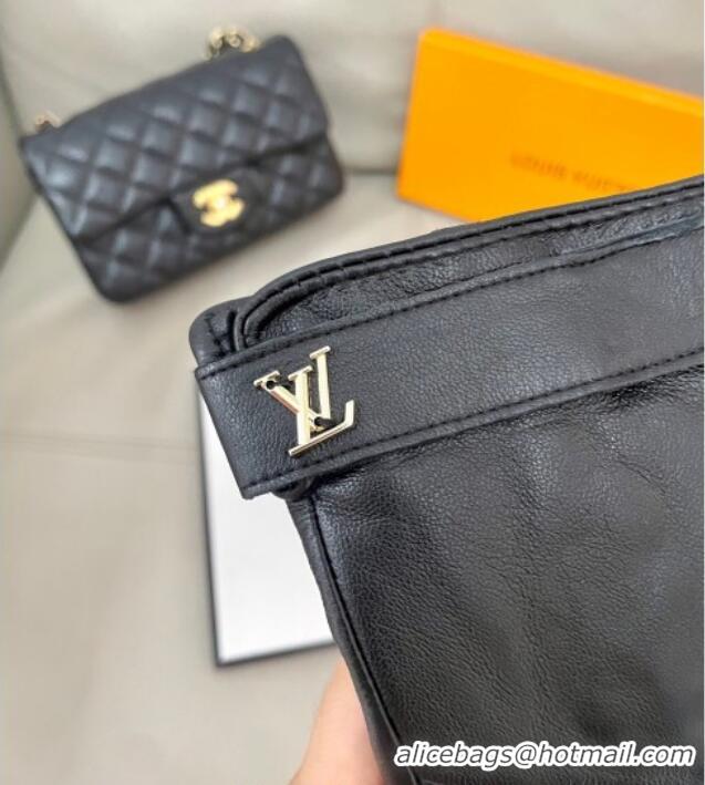 Cheapest Louis Vuitton Lambskin Gloves with Monogram 1111 Black 2025