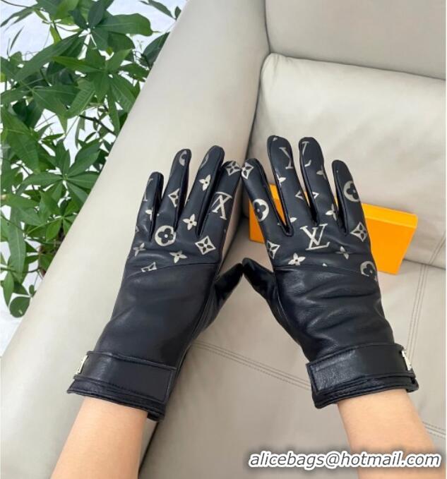 Cheapest Louis Vuitton Lambskin Gloves with Monogram 1111 Black 2025