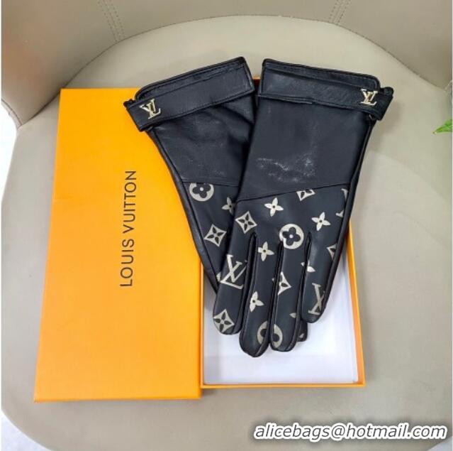 Cheapest Louis Vuitton Lambskin Gloves with Monogram 1111 Black 2025