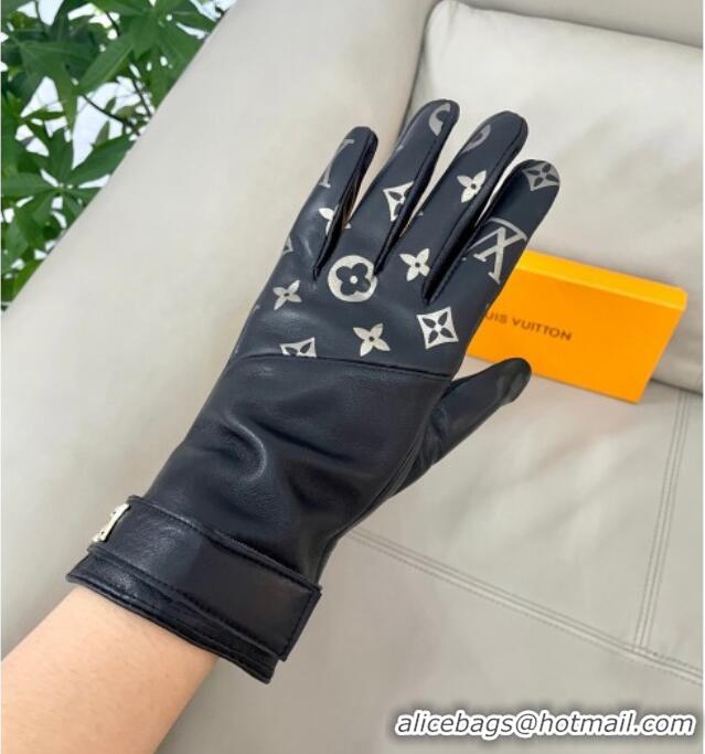 Cheapest Louis Vuitton Lambskin Gloves with Monogram 1111 Black 2025