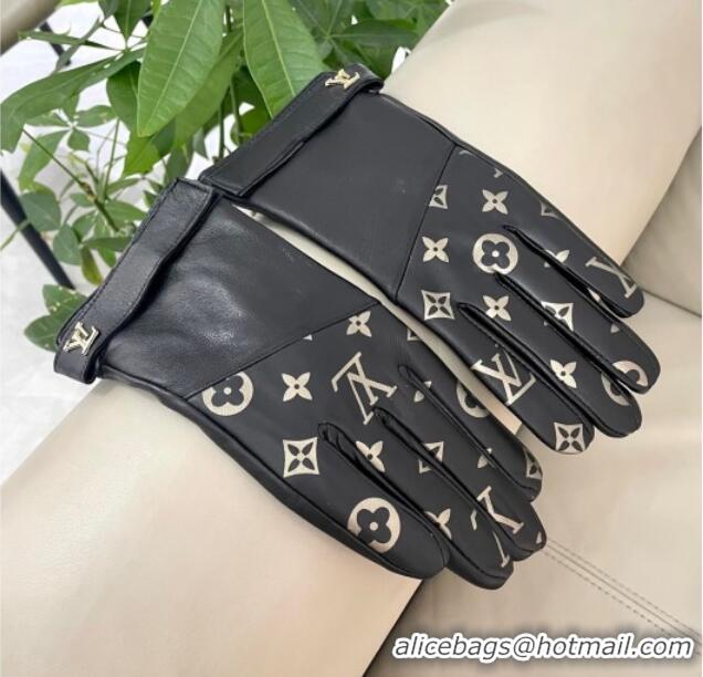 Cheapest Louis Vuitton Lambskin Gloves with Monogram 1111 Black 2025