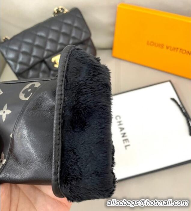 Cheapest Louis Vuitton Lambskin Gloves with Monogram 1111 Black 2025