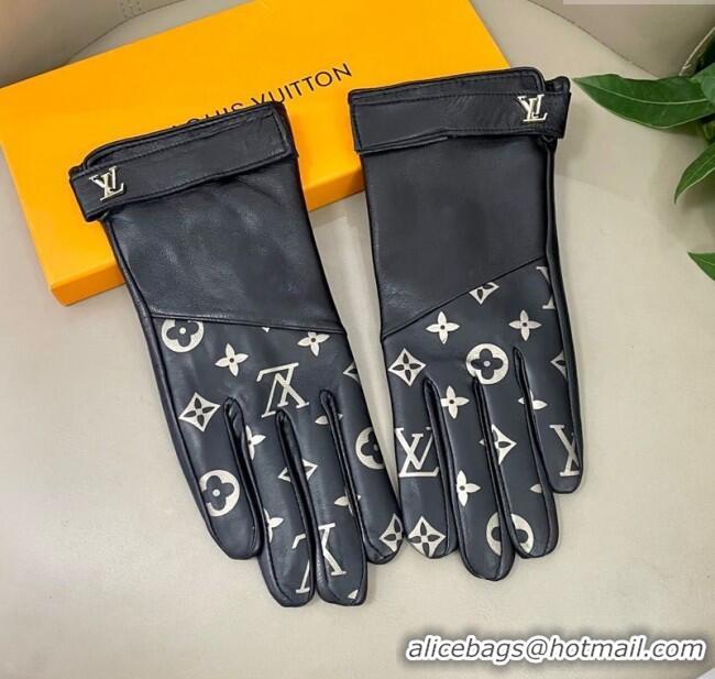 Cheapest Louis Vuitton Lambskin Gloves with Monogram 1111 Black 2025