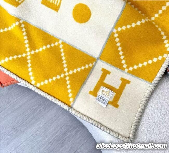 Best Product Hermes Children Avalon Animaux Nattes Wool Cashmere Blanket 100x140cm HS091032 Yellow 2025