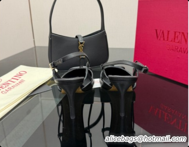 Good Looking Valentino VLogo Signature Slingbacks Pump 8.5cm in Calfskin Leather Black Upper 1215080