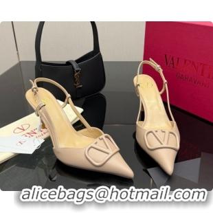 Best Product Valentino VLogo Signature Slingbacks Pump 8.5cm in Calfskin Leather Rose Beige 1215082