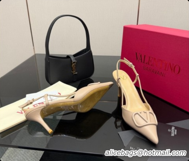 Best Product Valentino VLogo Signature Slingbacks Pump 8.5cm in Calfskin Leather Rose Beige 1215082