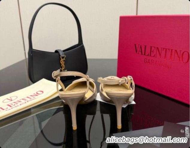 Best Product Valentino VLogo Signature Slingbacks Pump 8.5cm in Calfskin Leather Rose Beige 1215082