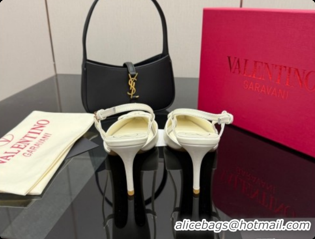 Good Quality Valentino VLogo Signature Slingbacks Pump 8.5cm in Calfskin Leather White Upper 1215083
