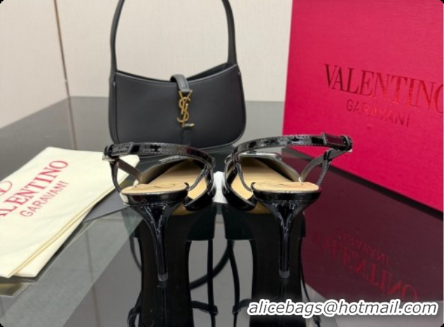 Low Price Valentino VLogo Signature Slingbacks Pump 8.5cm in Patent Leather Black 1215086