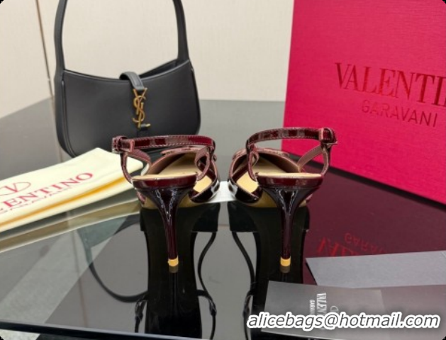 Big Discount Valentino VLogo Signature Slingbacks Pump 8.5cm in Calfskin Leather Dark Burgundy 1215087